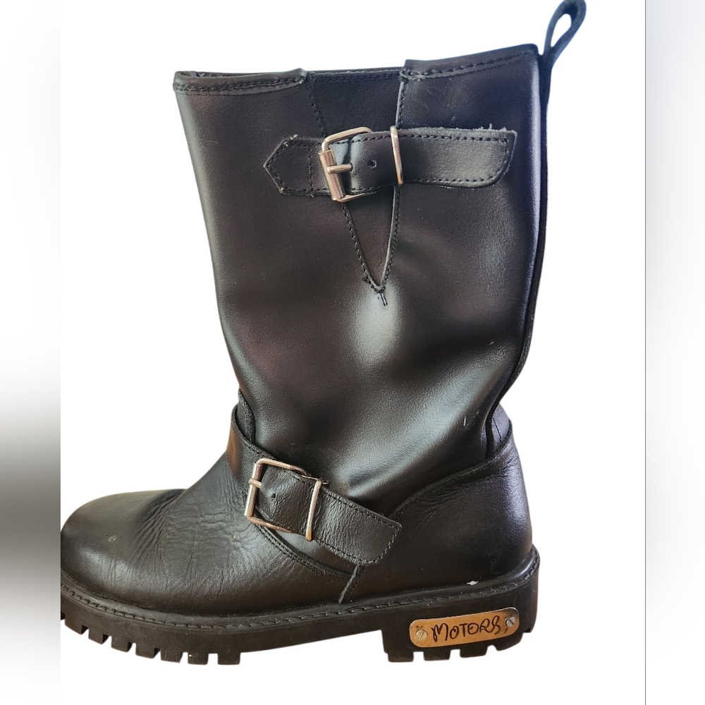 Like New, Black Leather Motorcycle Boots. 7.5